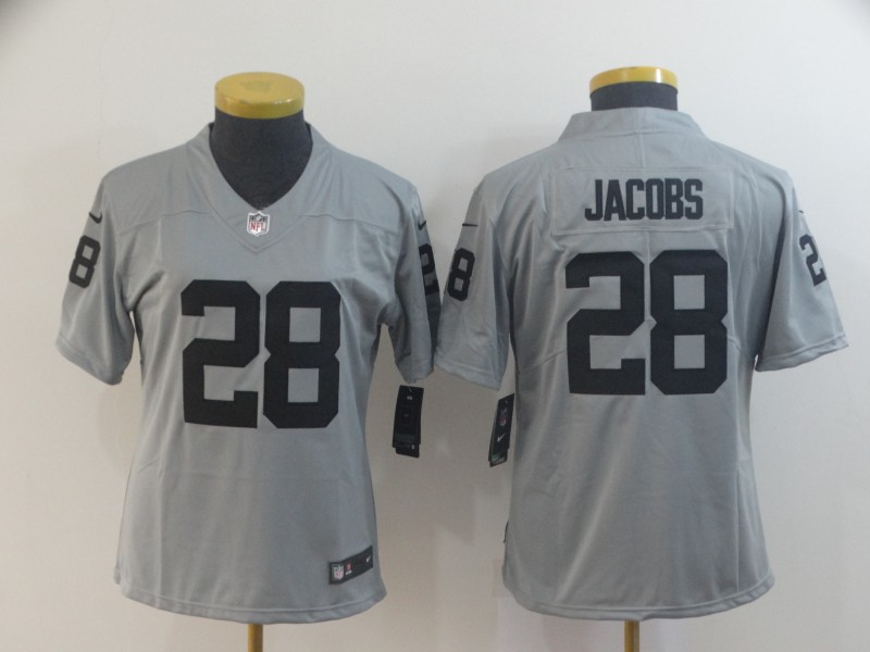 Women's Oakland Raiders #28 Josh Jacobs 2019 Gary Inverted Legend Stitched NFL Jersey(Run Small)